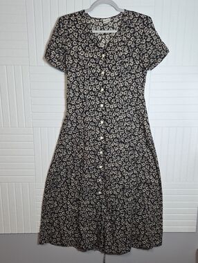 Sostanza Vintage 90s Cottagecore V Neck Button Down Tie Back Dress Size 5/6